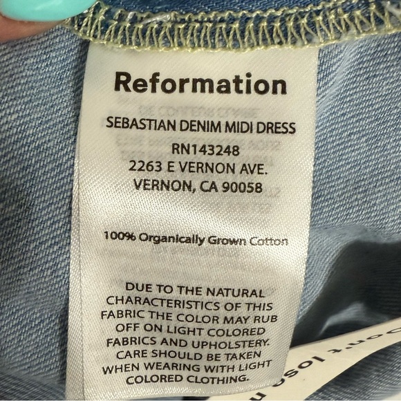 NWT Reformation Sebastian Denim Midi Dress Savannah V-neck Button-Front Size 4 - Picture 12 of 13